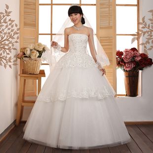 韩版韩式甜美公主新娘抹胸齐地婚纱礼服裙酒店2015最新款孕妇可穿