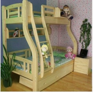 大弯腿实木儿童床 上下铺 松木双层床 高低床 实木子母床