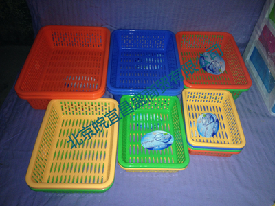 批发加厚彩色多用长方形塑料收纳筐洗菜筐水果篮塑料方筛储物筐