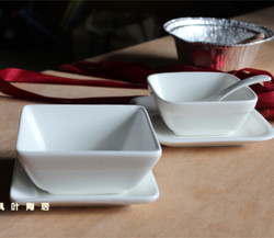 陶瓷 四方糖水碗 汤碗 甜品碗 小食碗 饭碗 黄记同款 连碟连更