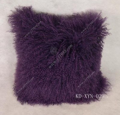 出口英国紫色真羊毛裘皮 滩羊毛蒙古羊毛 靠垫套 不含芯40*40