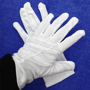 白色手套 易海达阅兵礼仪手套三道筋带扣有扣保安表演劳保手套包