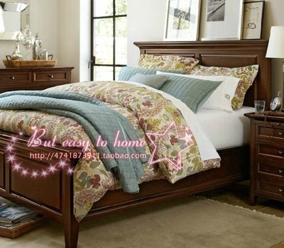 法式橡木实木双人床新款流行婚床美式乡村仿古做旧床实木家具定制