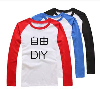 [2015爆款]diy照片T恤定制衣服圆领纯棉长袖个