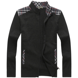 2015冬季新款立领男士羊毛衫开衫拉链针织衫加厚纯羊毛衫毛衣男装