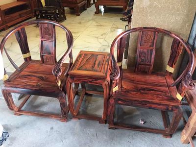 老挝大红酸枝交趾黄檀圈椅皇宫椅三件套古典红木家具工厂直销包邮