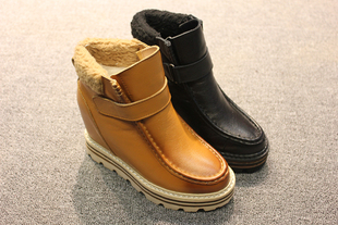 时尚步伐2015年正品冬季新款牛皮厚底舒适短靴内增高女鞋5152-1