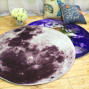 创意地球地毯 月球圆形地毯客厅卧室床边电脑椅垫吊篮地毯可水洗