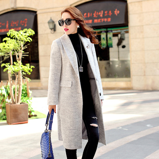 2015冬装新款韩版OL风优雅气质长款修身收腰羊毛呢子大衣 女外套
