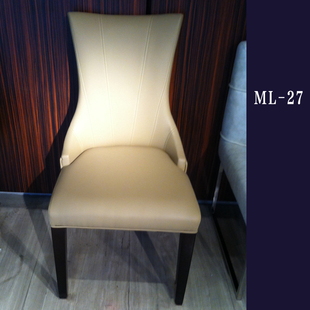 皮艺餐椅简约餐厅椅子餐桌组合 现代米白餐椅靠背椅ML-27