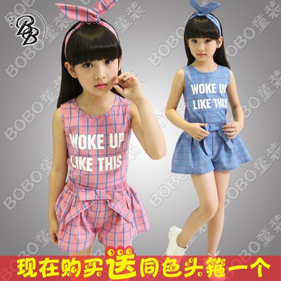 2015夏季新款童装女童套装小女孩韩版可爱背心短裤宝宝衣服两件套