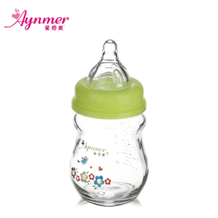 爱因美 玻璃奶瓶 婴儿宽口玻璃奶瓶 新生儿宝宝奶瓶宽口径