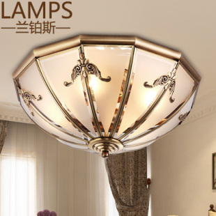 兰铂斯欧式全铜吸顶灯客厅美式现代简约大气圆形卧室餐厅铜灯128
