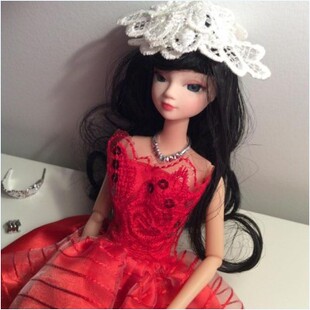 动漫公主芭比娃娃送女友朋友节日礼品成品生日礼物王冠红色婚纱装