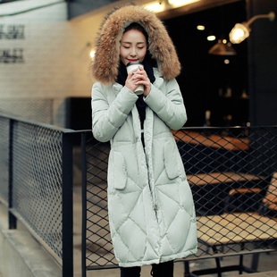 2015冬装新款羽绒服女长款韩版修身大毛领过膝加厚斗篷羽绒外套女