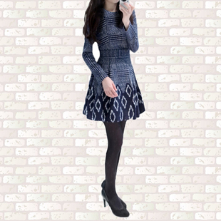 现货人气实拍2016秋装新款韩版修身显瘦印花连衣裙长袖打底裙