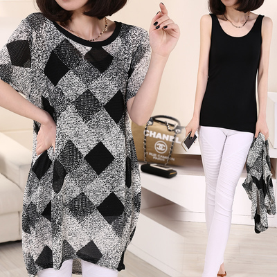 实用主义 2015夏季新款女装 宽松大码几何上衣A字短袖T恤女韩国