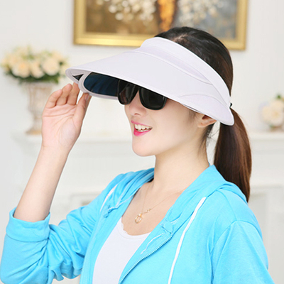 女士遮脸韩版可折叠空顶遮阳帽夏季防晒户外运动防紫外线太阳帽子