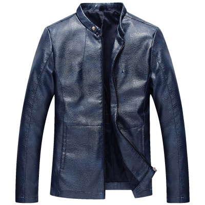 2015秋季新款立领夹克衫青年韩版修身大码男士薄款休闲pu皮外套潮