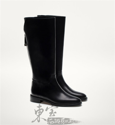 東宝西班牙代购 Massimo Dutti 16年女鞋黑色拉链长靴3060121