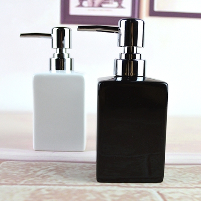 简约时尚创意酒店宾馆黑白色皂液器乳液分装瓶子陶瓷洗手液瓶按压