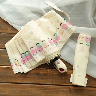卡通瓷娃娃晴雨伞折叠全自动韩国创意遮阳伞小女生三折防晒晴雨伞