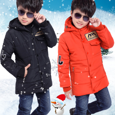 童装男童棉袄外套2015冬季新款中大童加厚带帽中长款羽绒棉服棉衣