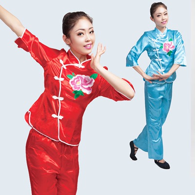 2015新款秧歌服民族舞蹈演出服装女腰鼓服装表演扇子舞服广场舞服