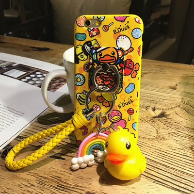 大黄鸭iphone6s手机壳苹果6plus保护套4.7卡通硅胶套5s挂绳支架