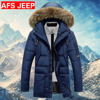 Afs Jeep/战地吉普2015新款羽绒服男中长款加厚男士冬装外套大码