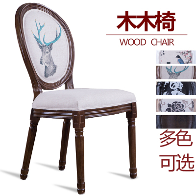 【木木椅】新款实木餐椅欧式宜家靠背椅休闲椅软包复古椅