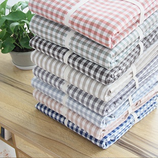 简约单件纯棉水洗棉被套 良品日式全棉被罩格子床品1.5米单人特价