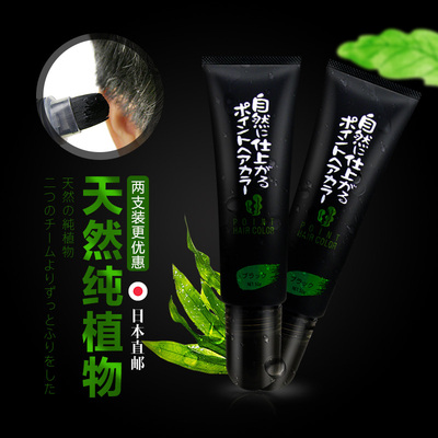 日本进口利尻昆布染发剂纯植物纯天然染发膏遮白发染发笔 2支套装