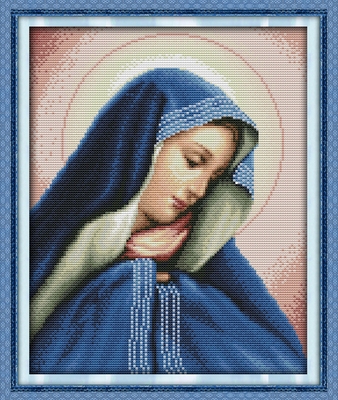十字绣圣母玛利亚新款客厅挂画人物基督教圣母像十字绣印花精准图