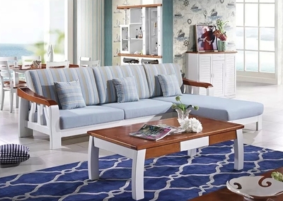 南康家具地中海全橡木沙发客厅组合实木沙发休闲沙发转角布艺沙发