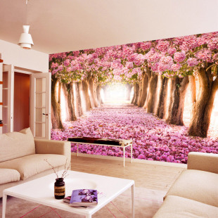 浪漫樱花大型壁画3d立体墙纸卧室温馨背景墙纸墙布客厅定制壁纸