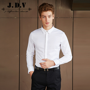 JDV男装 秋季长袖衬衫修身衬衣男士商务绅士免烫衬衣寸衫男 青年
