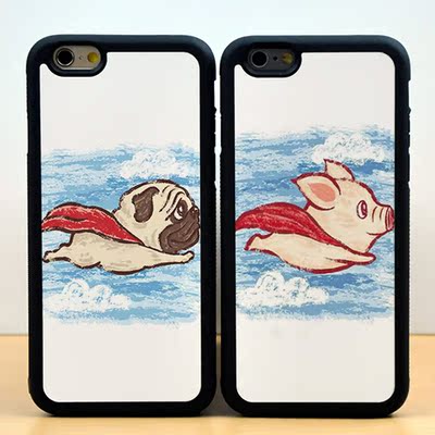 iphone6手机壳硅胶保护壳苹果6plus手机套可爱原创意小猪狗超人萌