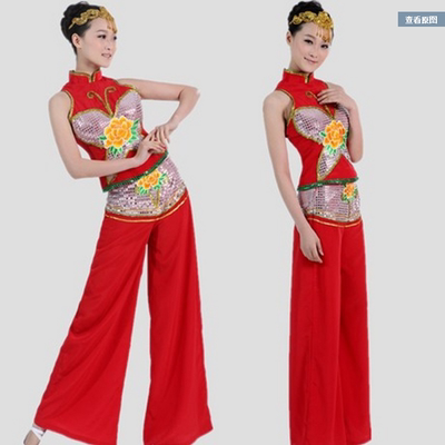 二人转扇子成人表演民族演出广场服女舞蹈服装新款中国结秧歌服装
