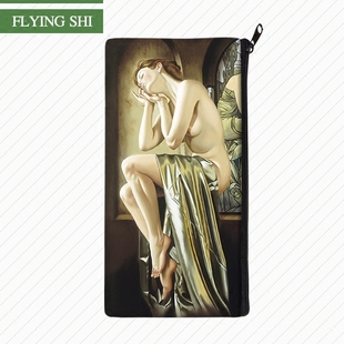 FLYING SHI 原创印花 复古油画图案艺术浴后裸女化妆包 钱包笔袋
