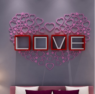 LOVE创意格子隔板墙壁架墙上置物架电视背景装饰架搁板壁挂格子架