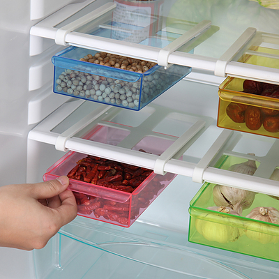 厨房用品冰箱保鲜隔板层多用收纳架 创意抽动式置物盒整理置物架