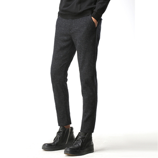 男装裤子修身款小脚深灰色羊毛面料 原创设计师品牌2015冬季新款