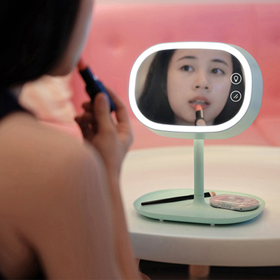 MUID化妆镜台灯LED充电卧室床头灯储物镜子台式灯送女友/蘑菇创意