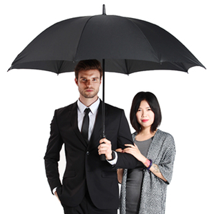 雨伞长柄双人韩国超大超轻抗风男士纯黑色商务伞迎宾伞户外广告伞