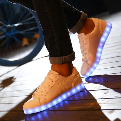 七彩发光鞋发亮夜光鞋LED灯底USB充电发光鞋莹光鞋男鞋韩版潮板鞋