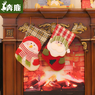 奔鹿 圣诞节装饰袜子 圣诞袜装饰品 圣诞节袜子礼品袋 圣诞装饰品