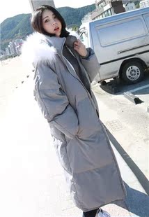 冬季韩国韩版女面包服加厚保暖大毛领茧型纯色中长款羽绒棉服外套