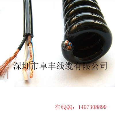 直销定做弹簧线 螺旋电缆 弹簧电源线 弹簧电线 2X1 拉伸长度不限