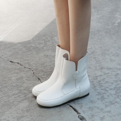 2016靴子女春秋短筒靴低跟学生女靴韩版平底秋季单靴冬季鞋子白色